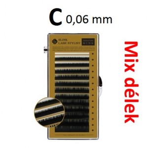 Prodlužování řas - C nano řasy  MIX délek 0,06 mm