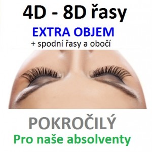 Prodlužování řas - Kurz VOLUME | extra objem 4D - 8D + spodní řasy a obočí pro naše absolventy