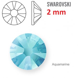 Kamínek na zuby a řasy - 1 ks kamínek na zuby Swarovski aquamarin 2 mm
