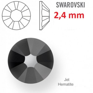 Kamínek na zuby a řasy - 1 ks kamínek na zuby Swarovski Jet 2,4 mm